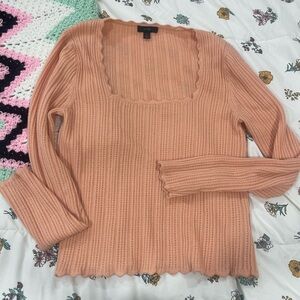 J. Crew Coral Ribbed Knit Top